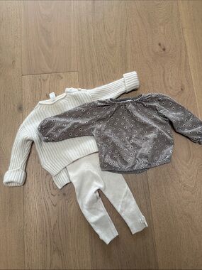 Zara and Banana Republic Kids Knit Set with Taupe Floral Top